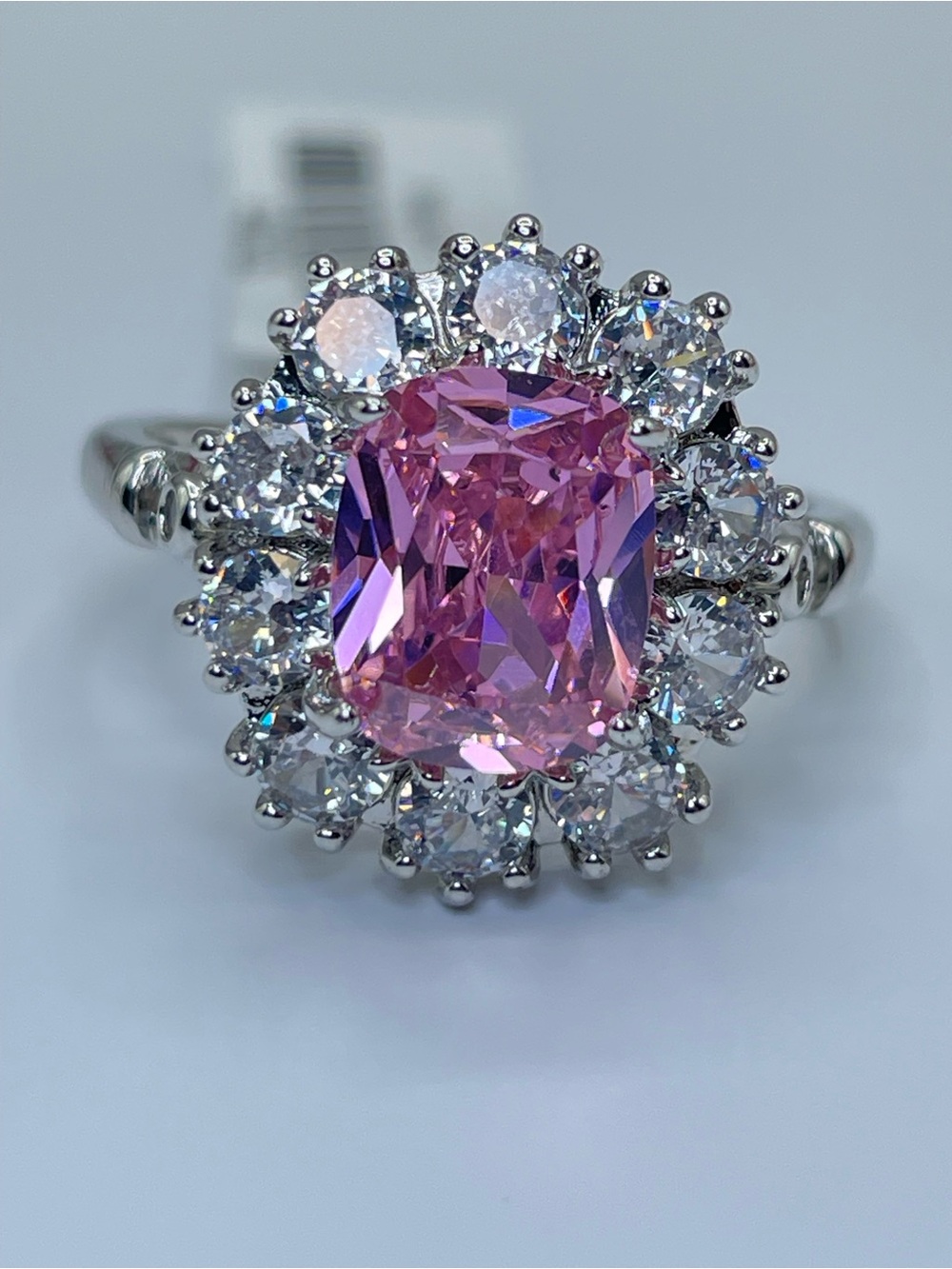 Swarovski Crystal Elements Pink White Halo Statement Ring Glam Sz 10